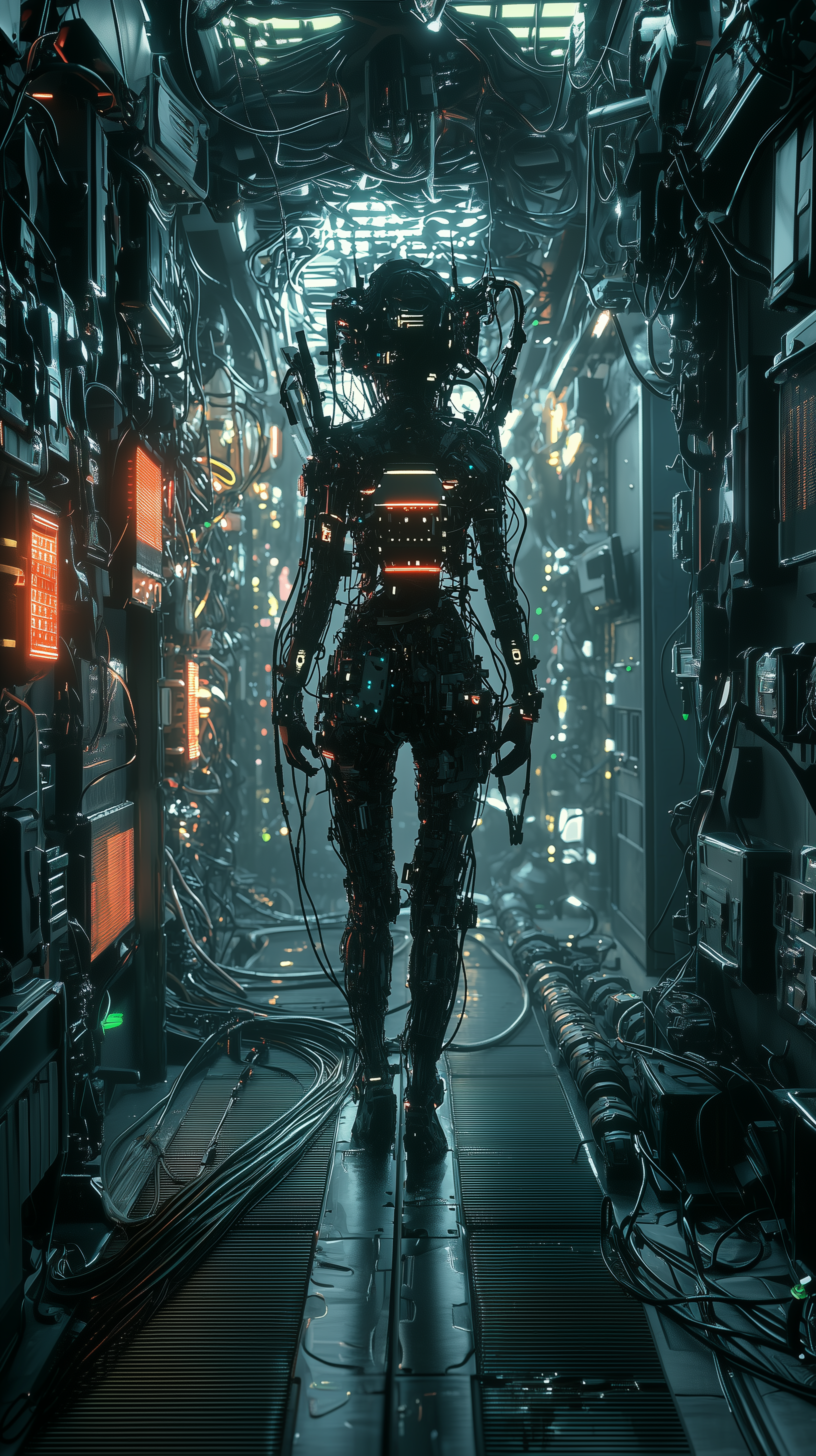 Midjourney prompt: highly detailed, futuristic illustration of a cybe... - Midjourney