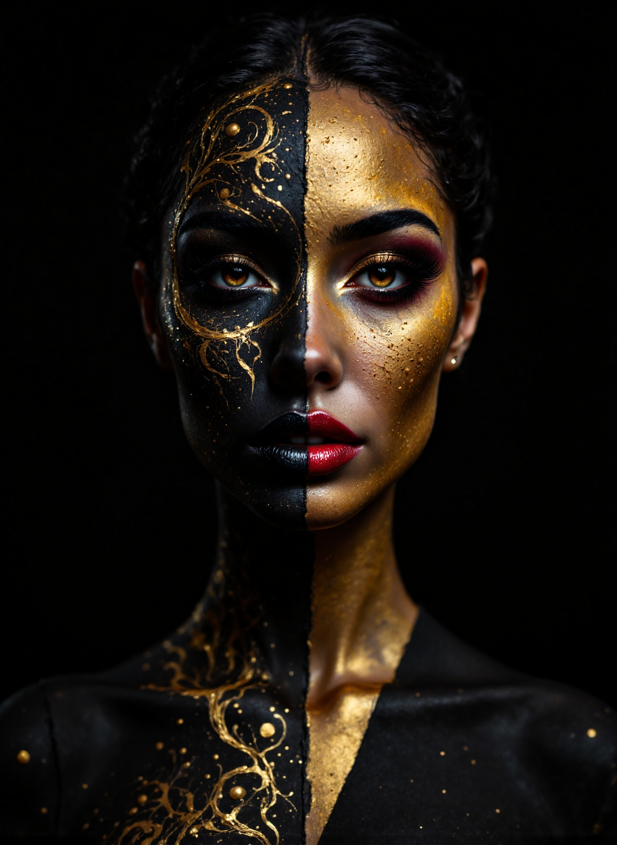 AI generated: FLUX prompt: The image depicts a striking portrait of a woman w... (FLUX - Portraits)