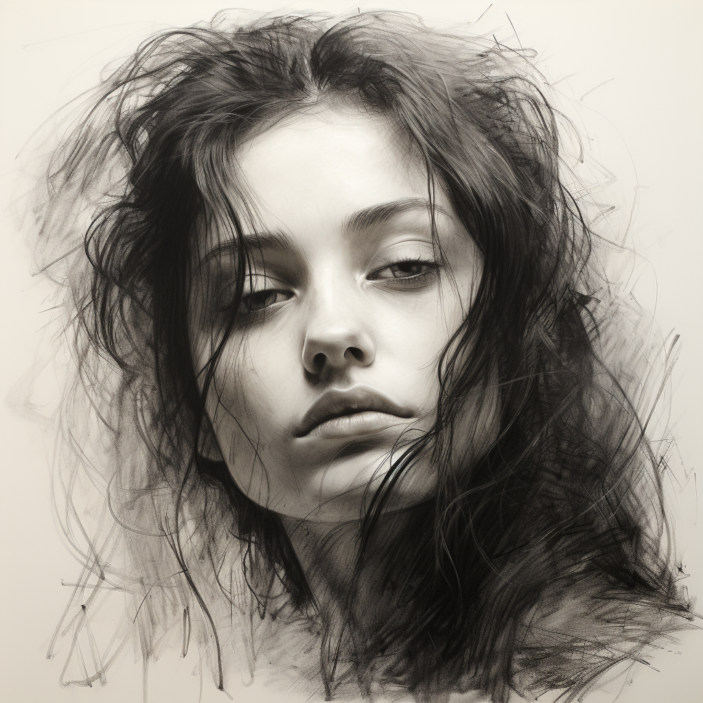 AI generated: Midjourney prompt: graphite pencil drawing, simple, woman's face, by ... (Midjourney - Portraits)
