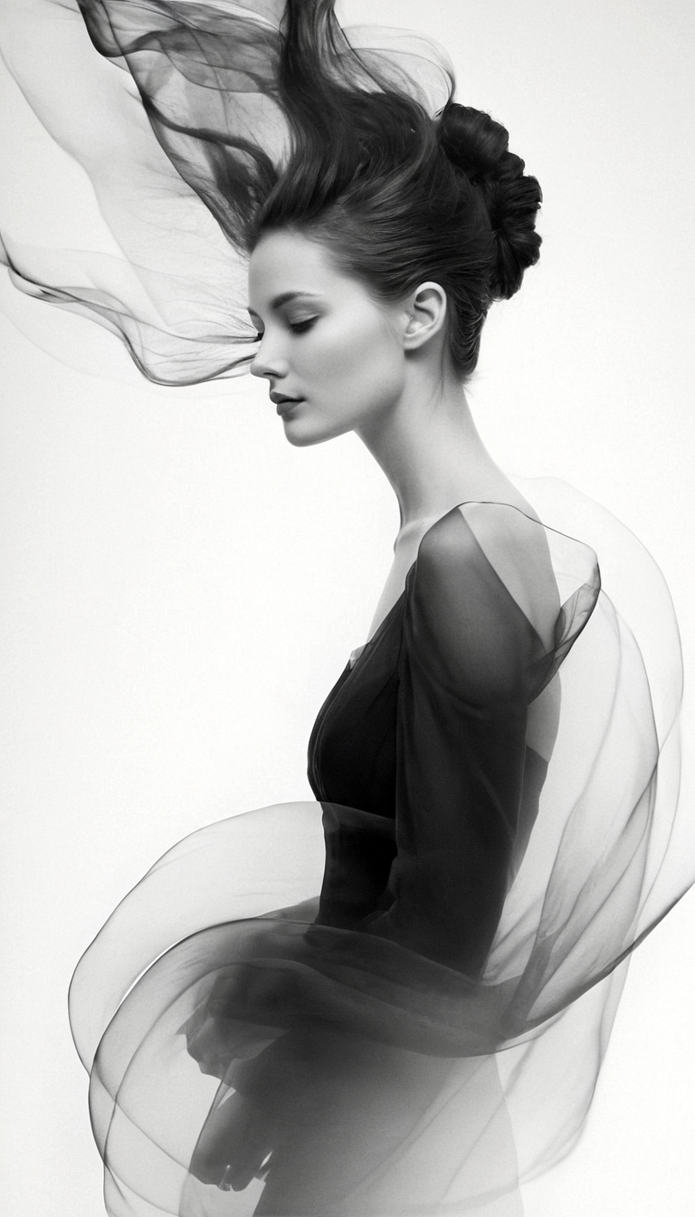 Stable Diffusion prompt: black and white photography, fas...