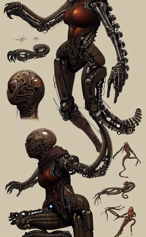 Stable Diffusion prompt: Concept art character sheet of a...