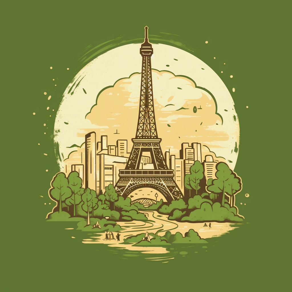 AI generated: Midjourney prompt: Tshirt illustration, French-themed Eiffel Tower, h... (Midjourney - Portraits)