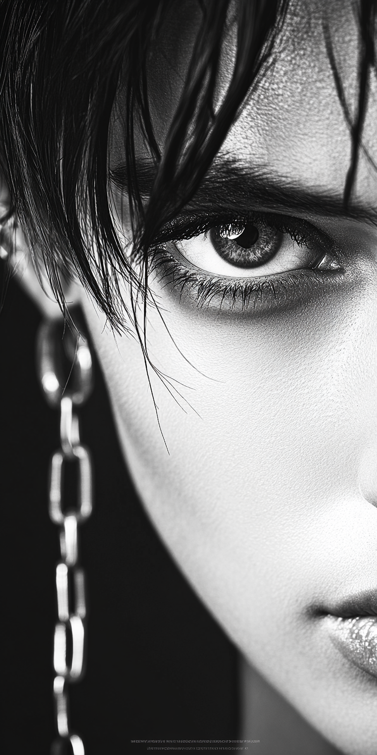 Midjourney prompt: fashion photography, cover photo, black and white,... - Midjourney
