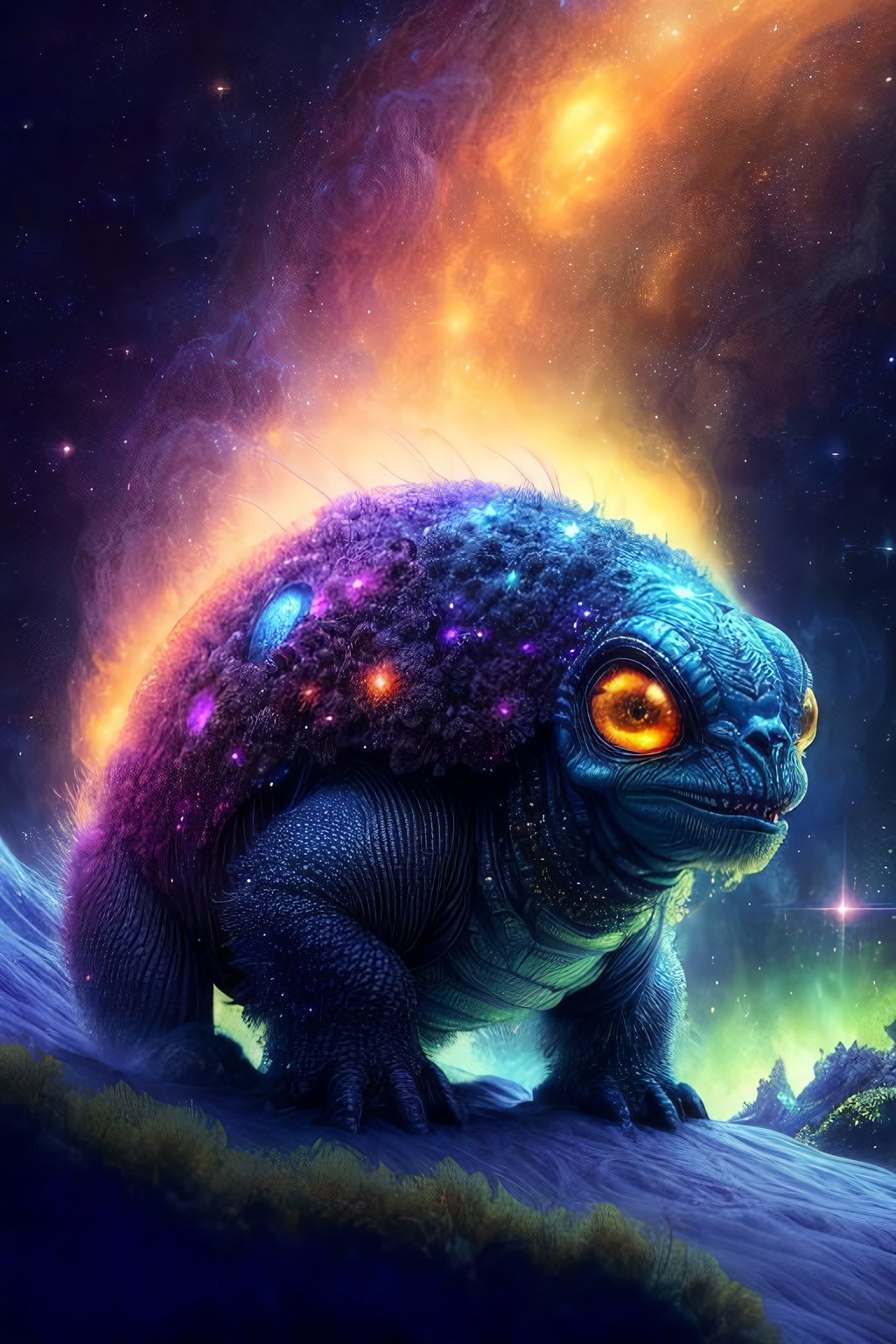 AI generated: Stable Diffusion prompt: creature out of other dimention, galaxy background... (Stable Diffusion - Portraits)