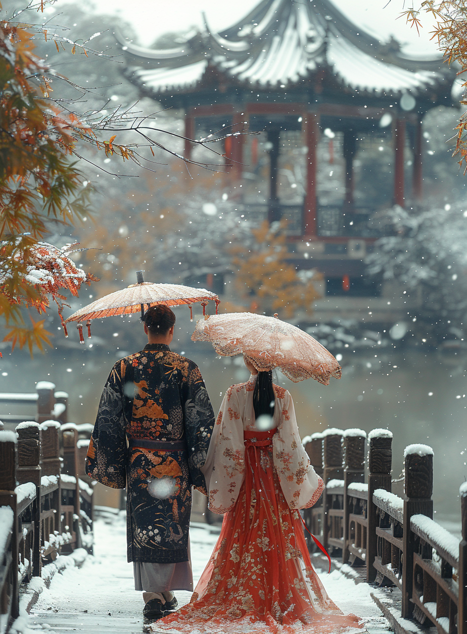 AI generated: Midjourney prompt: Chinese style, ethereal characters, two people in ... (Midjourney - Concept Art)
