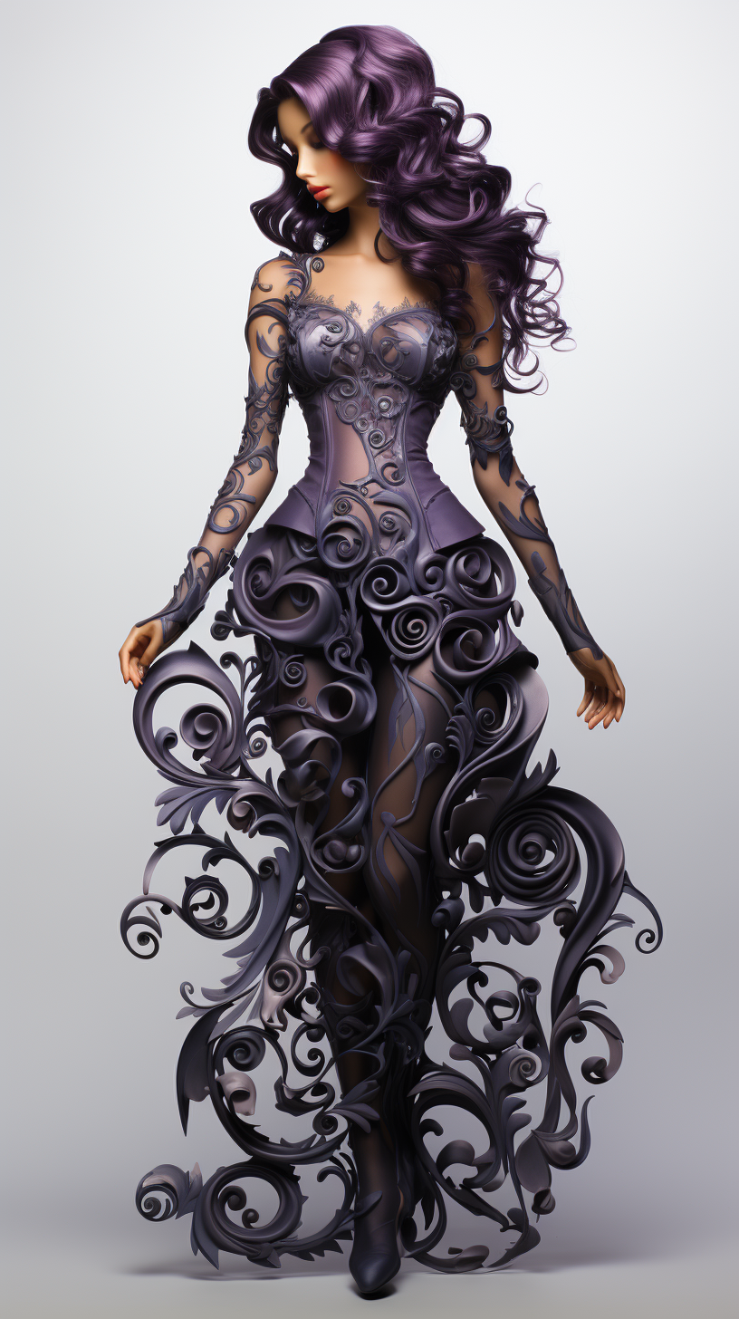 AI generated: Midjourney prompt: A charming dancer with intricate purple patterns o... (Midjourney - 3d Renders)