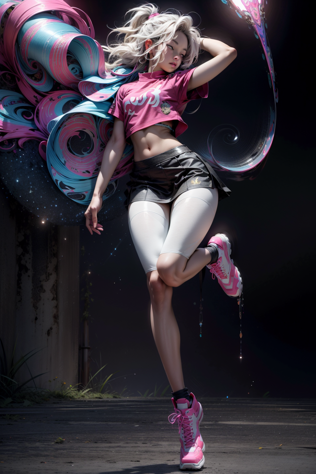 AI generated: schoolmax 2.5d prompt: blacklight, (beautiful young Korean woman, with wh... (schoolmax 2.5d - Concept Art)