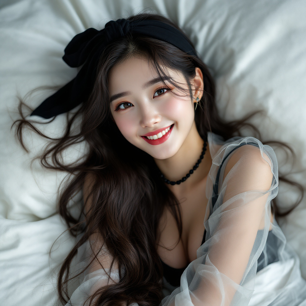 AI generated: FLUX prompt: Cute, pretty Korean girl with long hair wearing a ... (FLUX - Portraits)