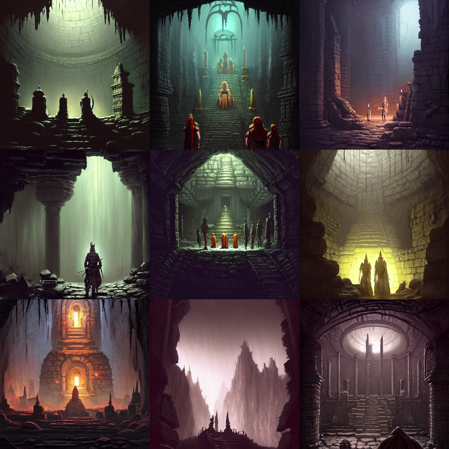Stable Diffusion prompt: Ancient underground temple dunge...