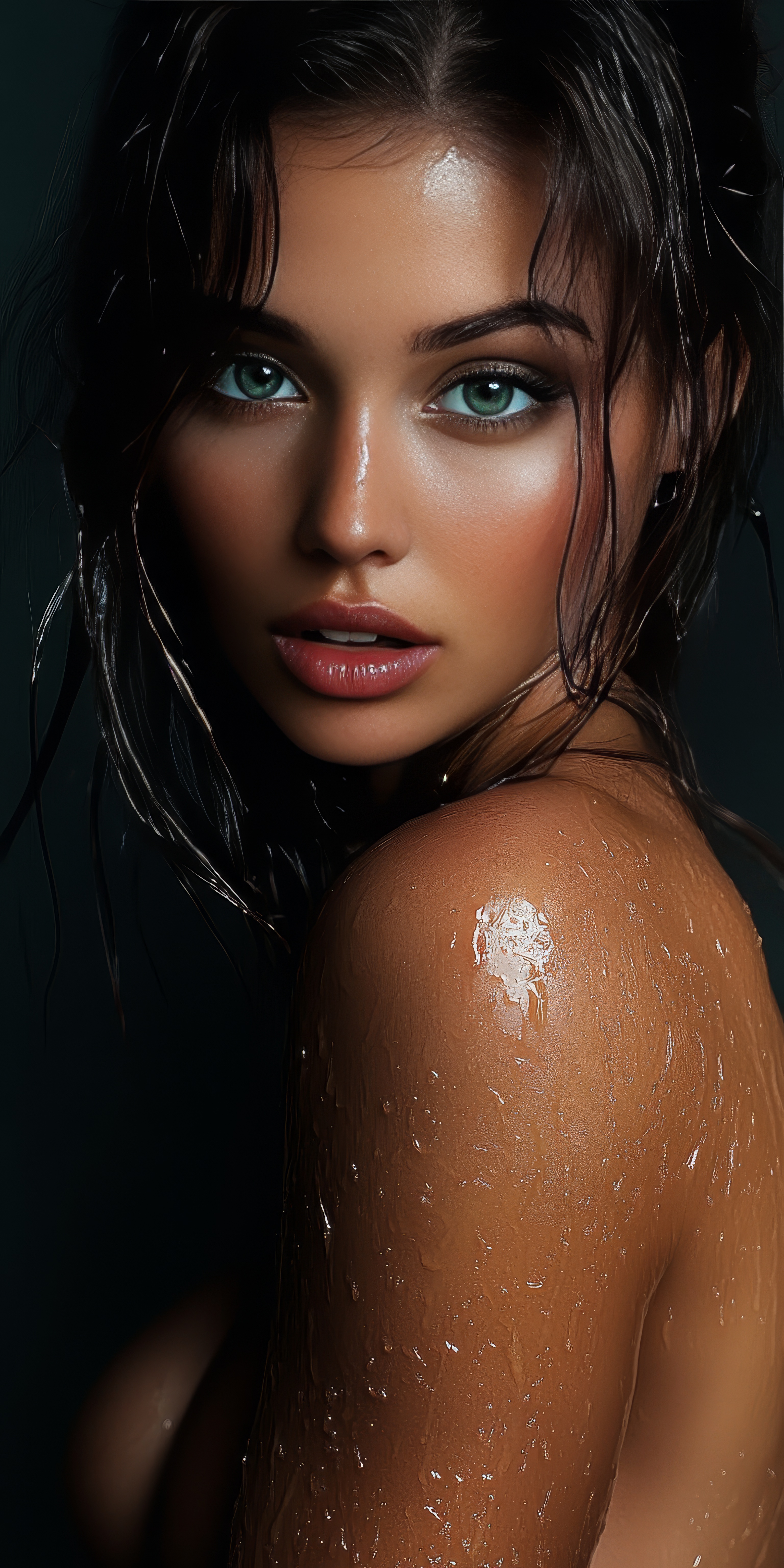 Juggernaut XL prompt: A close-up portrait of a woman with wet, wavy hair... - Juggernaut XL
