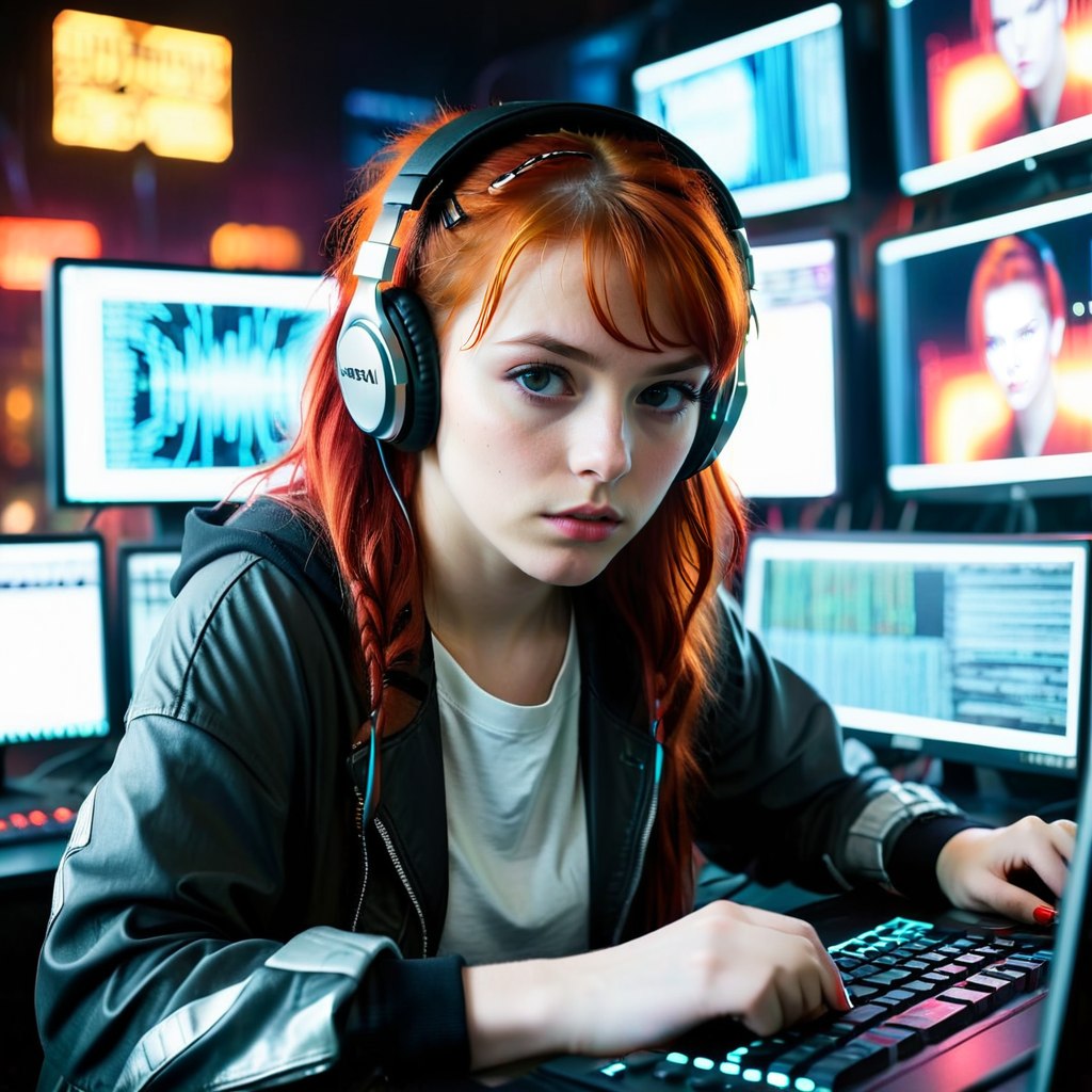 صورة مولدة بالذكاء الاصطناعي: Stable Diffusion prompt: epic realistic, DV_Darlene_Vicious, A girl with re... (نموذج Stable Diffusion - صور شخصية)