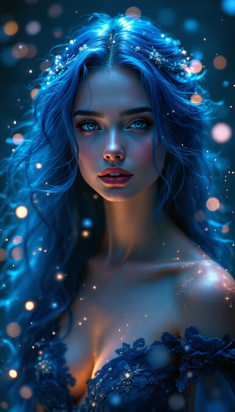 صورة مولدة بالذكاء الاصطناعي: FLUX prompt: prompt: "A breathtaking fantasy portrait of a myst... (نموذج FLUX - صور شخصية)