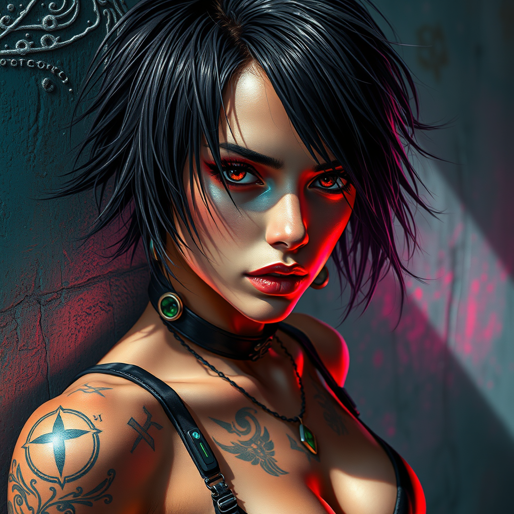 FLUX prompt: A digital painting of a stunning close-up po...