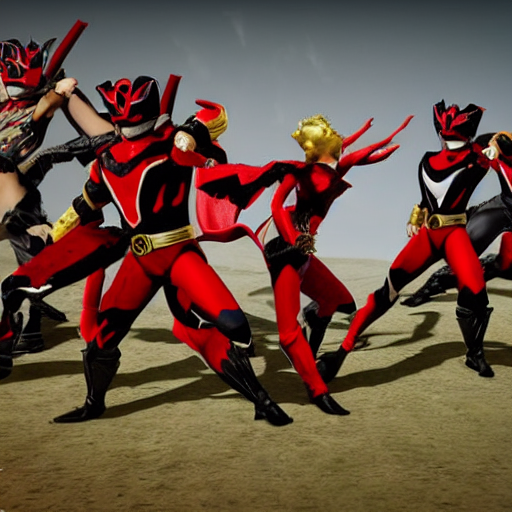 Stable Diffusion prompt: baroque black and red power rang...