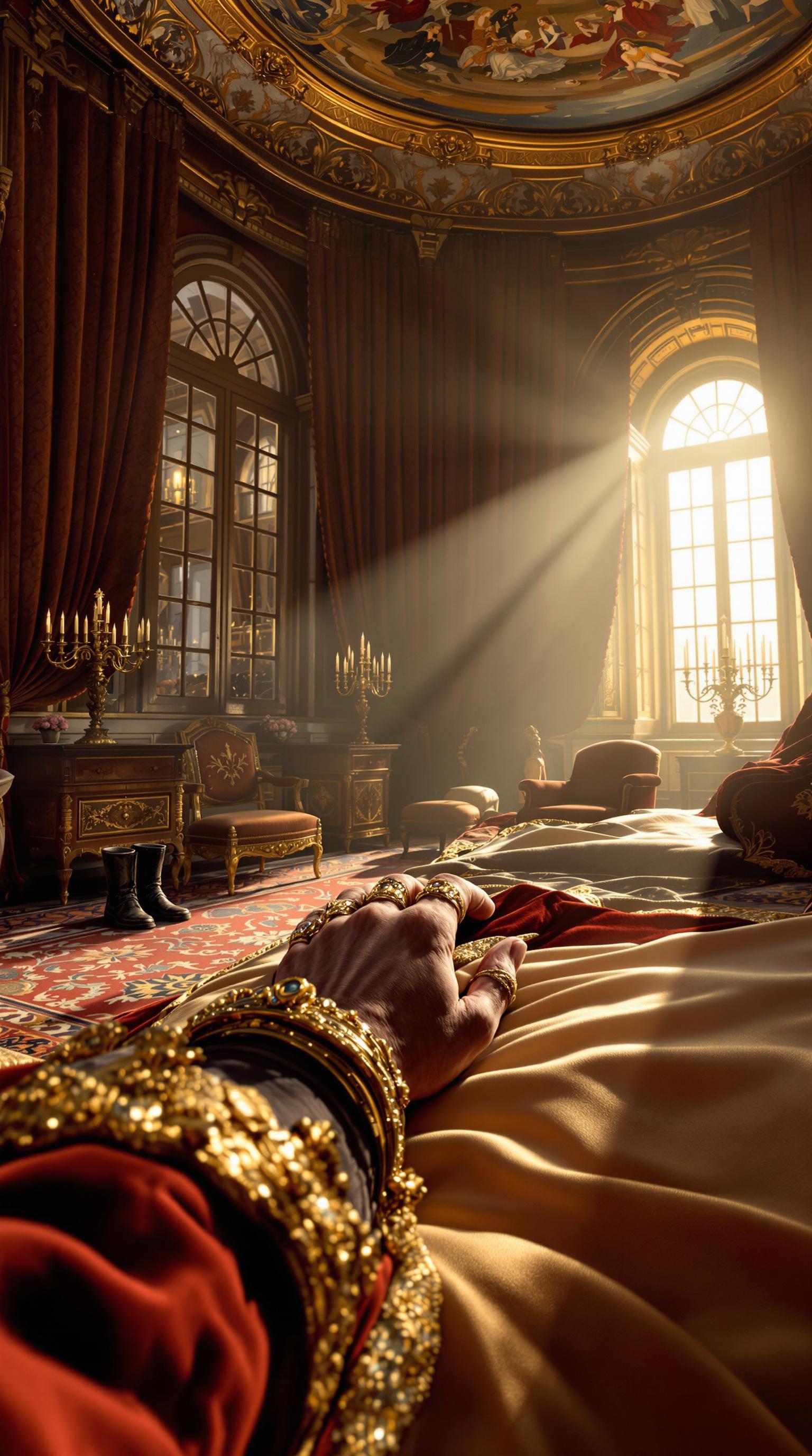 AI generated: FLUX prompt: First person POV, the Sultan slowly awakens in his... (FLUX - Interior Design)