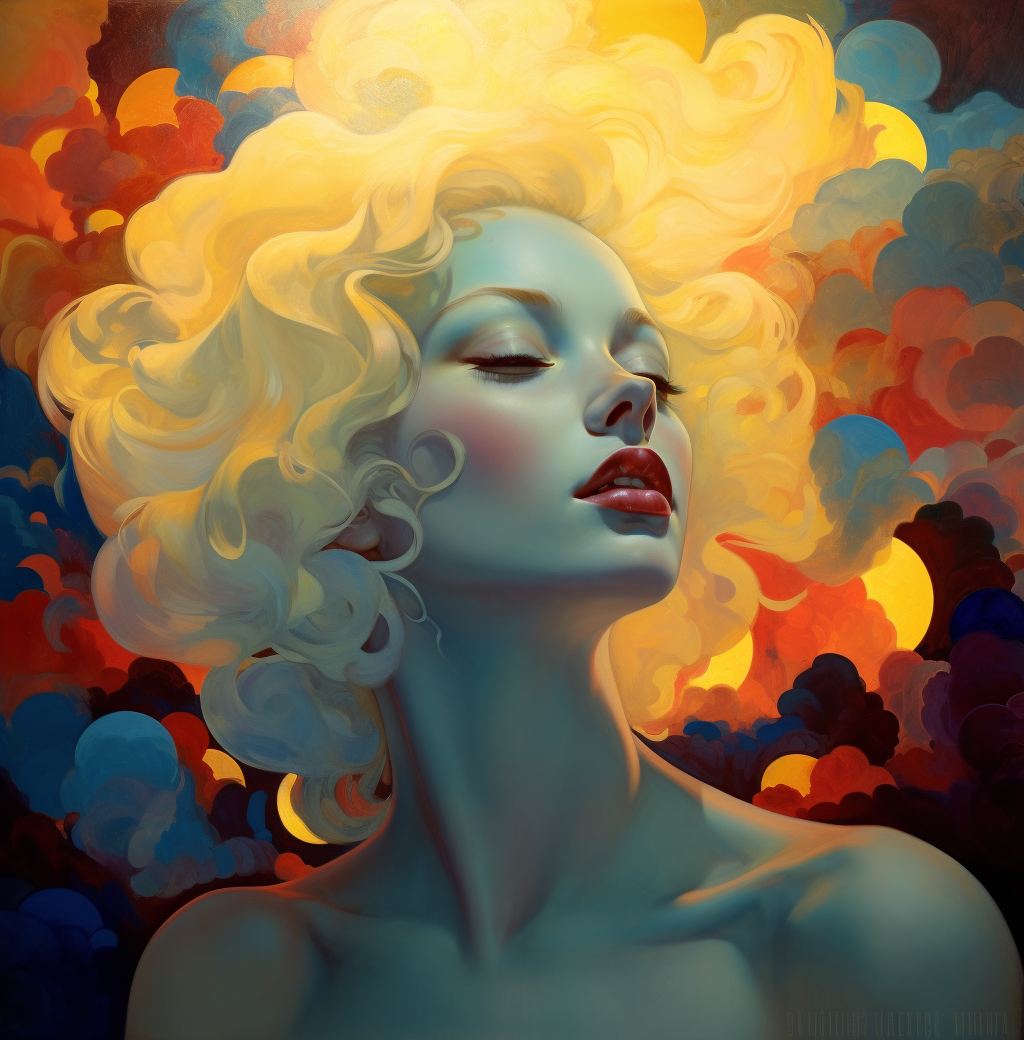 AI generated: Midjourney prompt: Beautiful abstract painting of a blonde woman with... (Midjourney - Portraits)