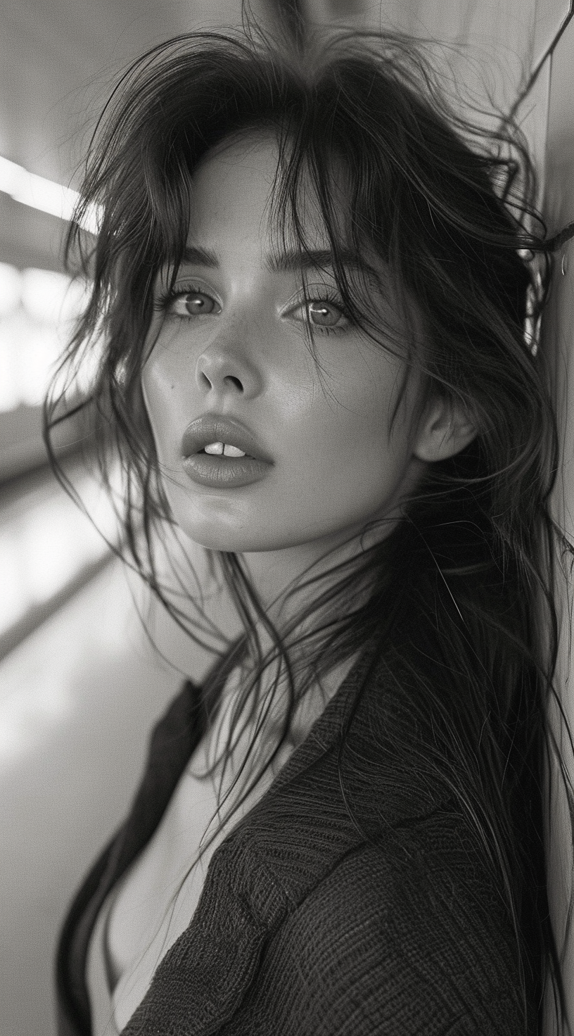 Midjourney prompt: a woman with long hair in a subway station, in the... - Midjourney