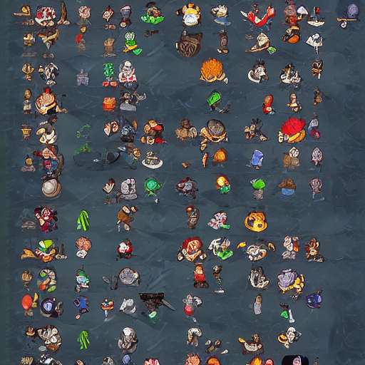 Stable Diffusion prompt: a sprite sheet of GangPlank in t...