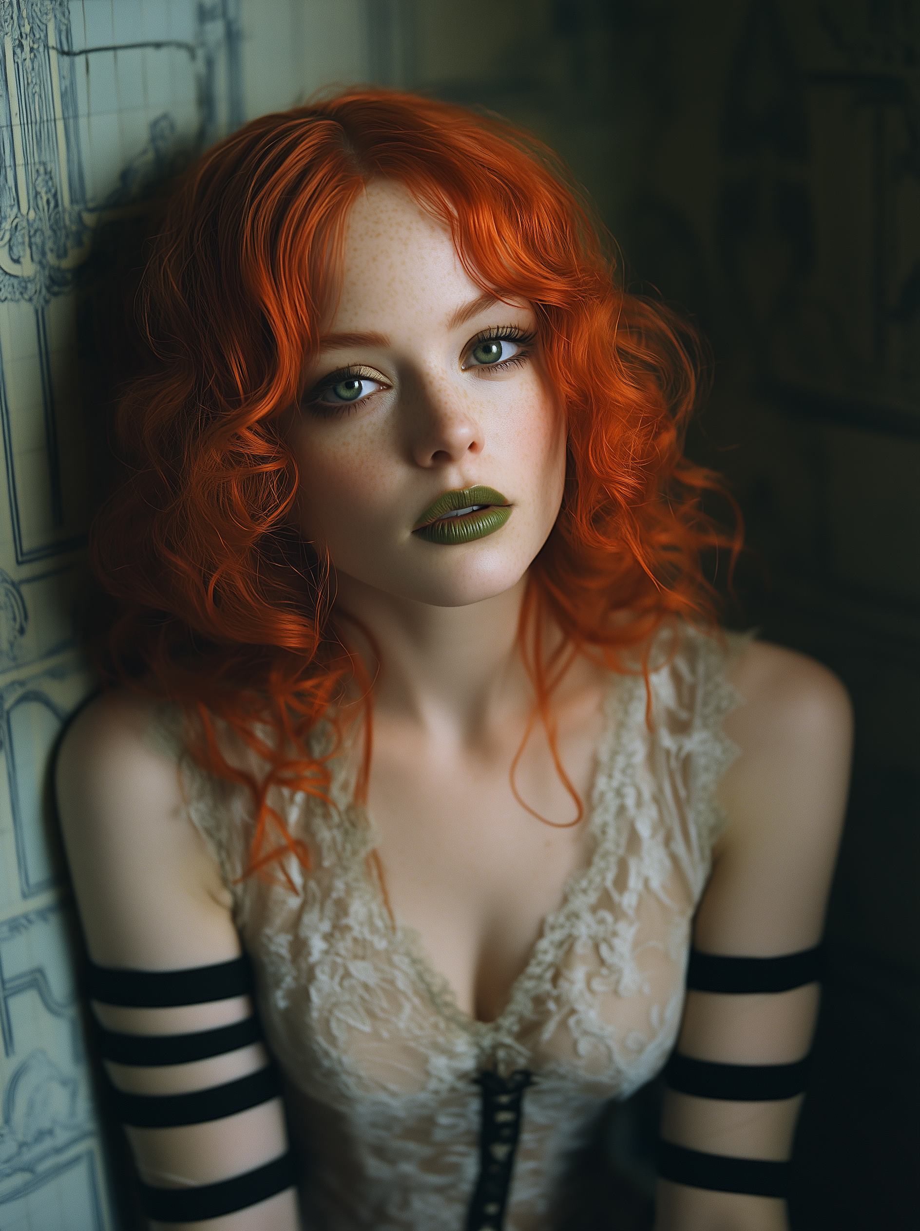 Midjourney prompt: A photo of a character with curly red hair and pal... - Midjourney