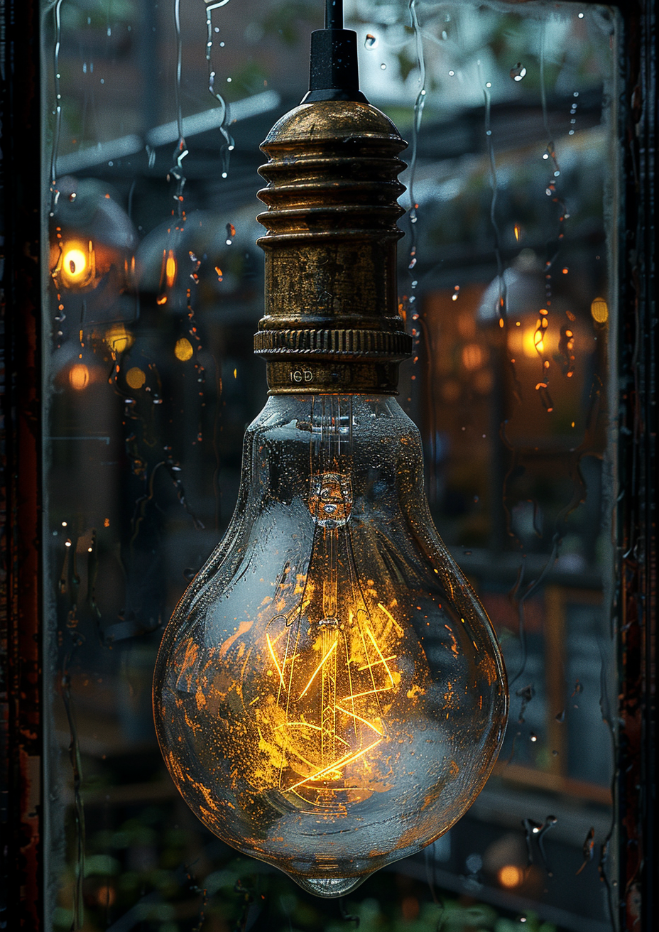 Midjourney prompt: led light bulb, cityscapes, in the style of tokio ... - Midjourney