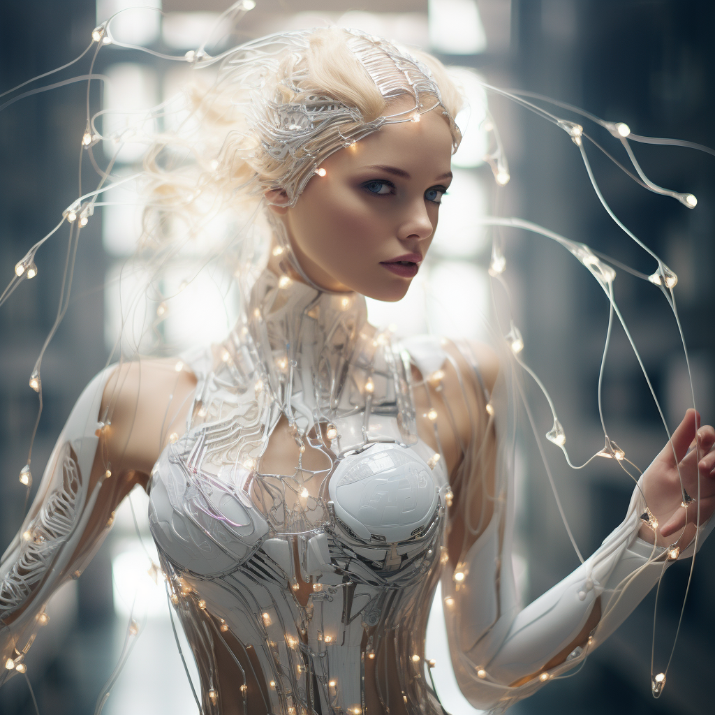صورة مولدة بالذكاء الاصطناعي: Midjourney prompt: futuristic world where the transparent, electric r... (نموذج Midjourney - صور شخصية)