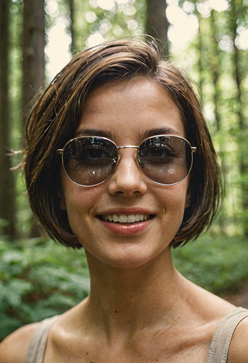 AI generated: SD XL prompt: analog film photo extreme close-up of a happy woma... (SD XL - Photography)