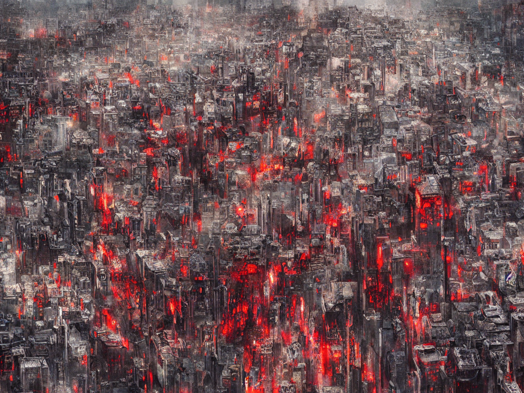 Stable Diffusion prompt: AERIAL VIEW OF BIG CITY MADE OF ...