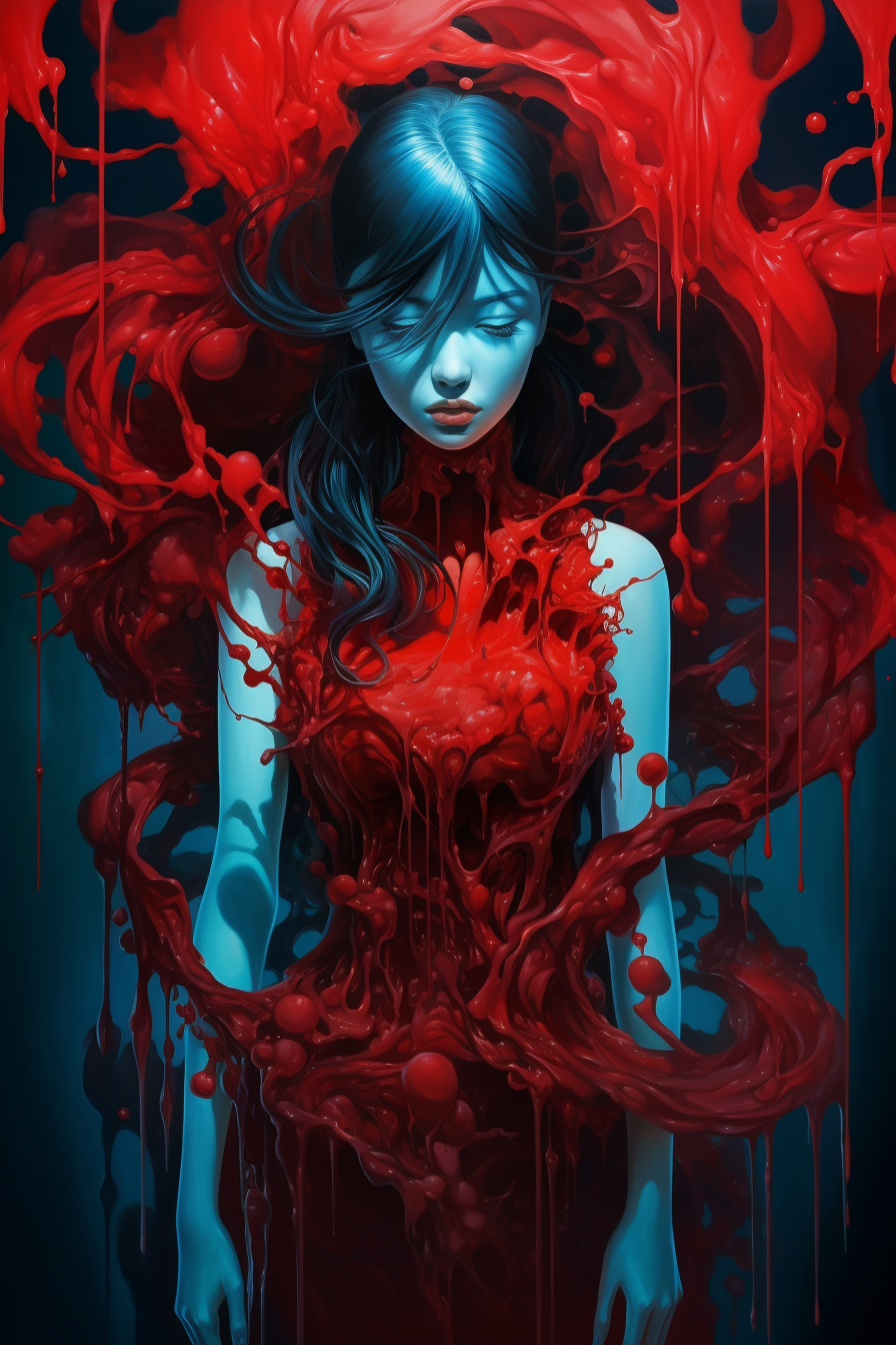 Midjourney prompt: A girl with a red dress, in the style of detailed ... - Midjourney