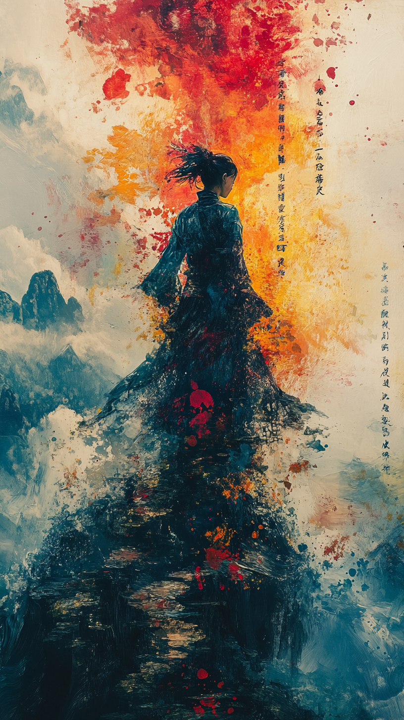 Midjourney prompt: a stunning watercolor painting on canvas of a beau... - Midjourney