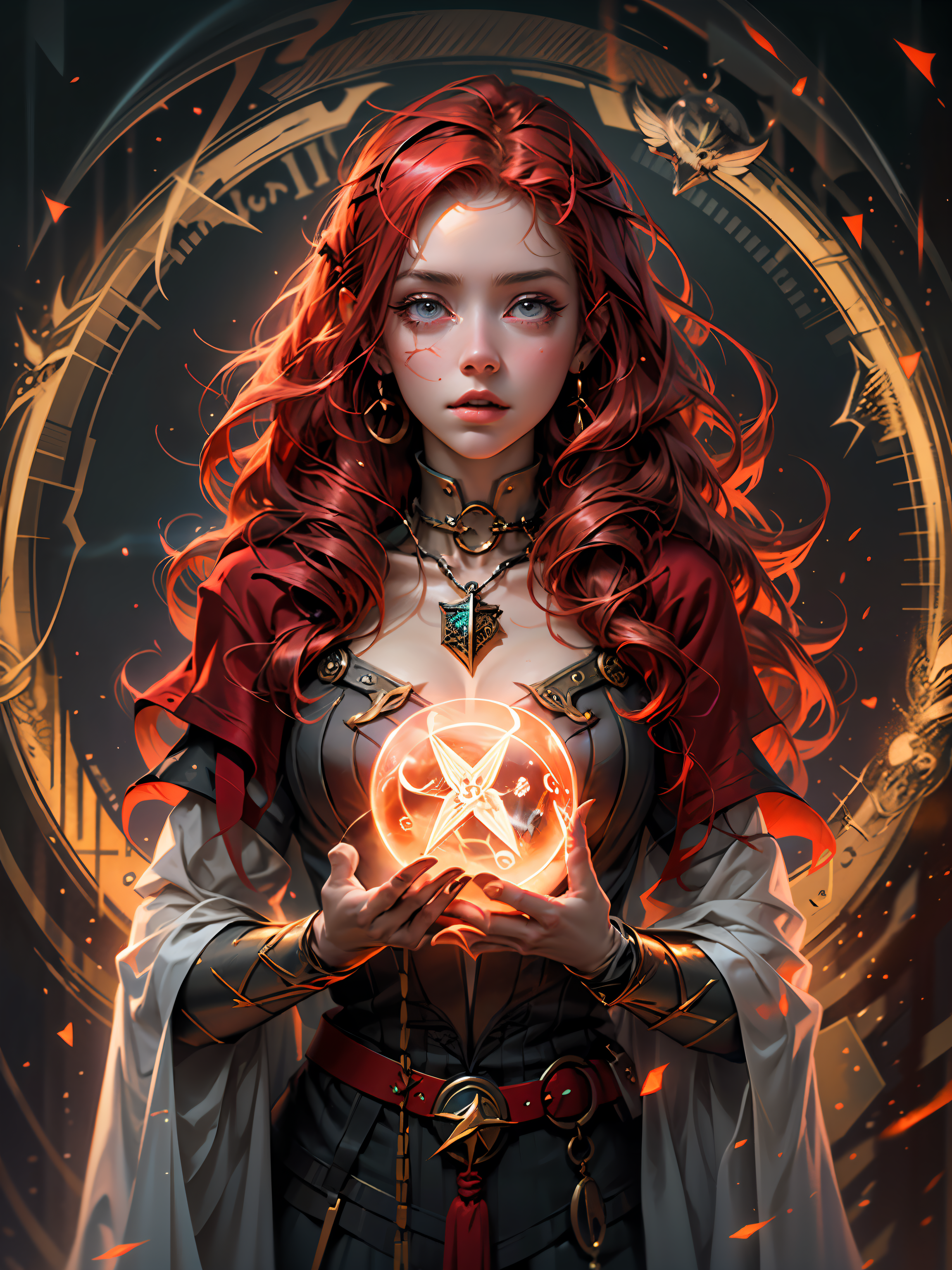 AI generated: Stable Diffusion prompt: a woman holding a glowing ball in her hands, featu... (Stable Diffusion - Character Design)