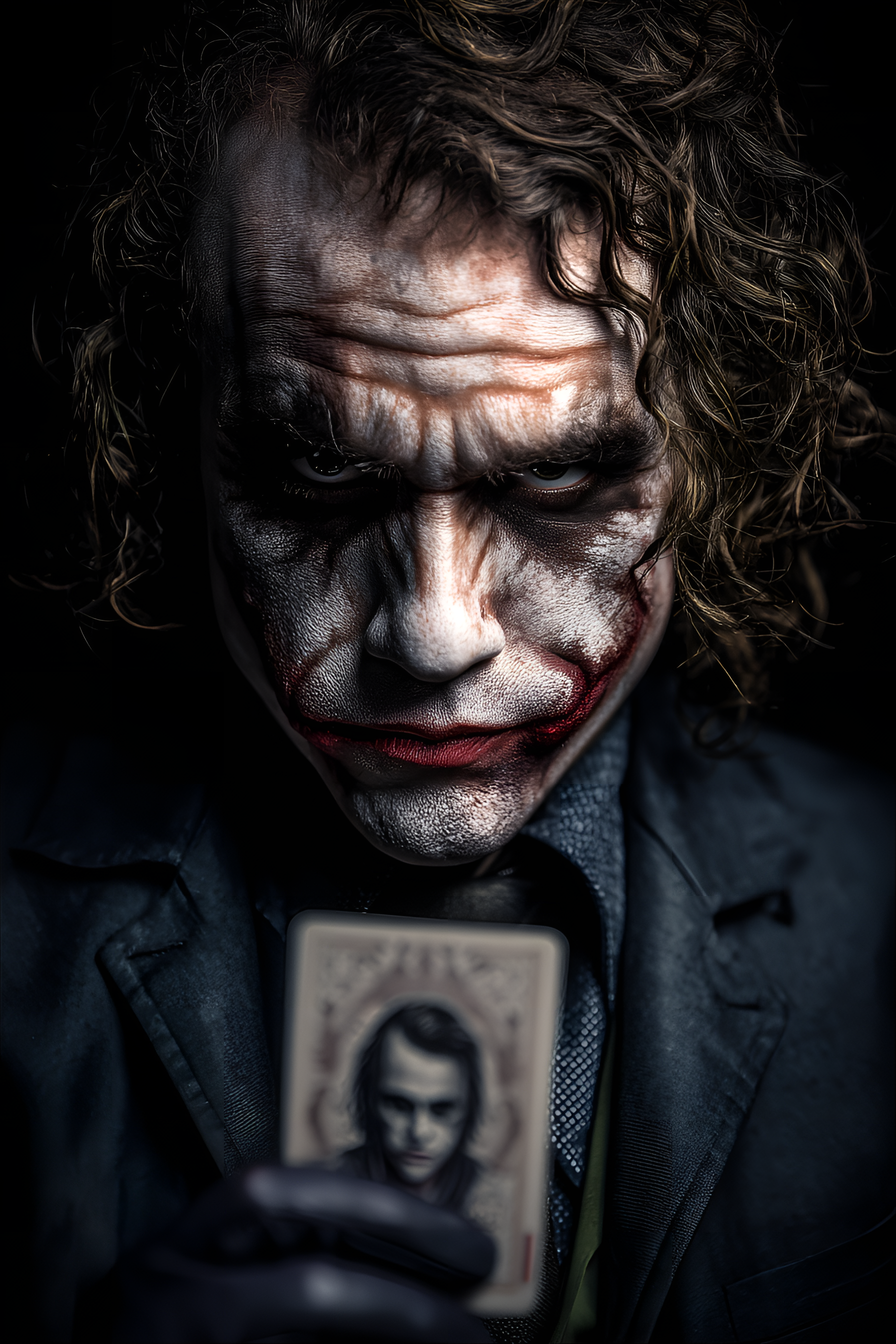 Midjourney prompt: Close-up portrait of the Joker, adult male, Caucas... - Midjourney