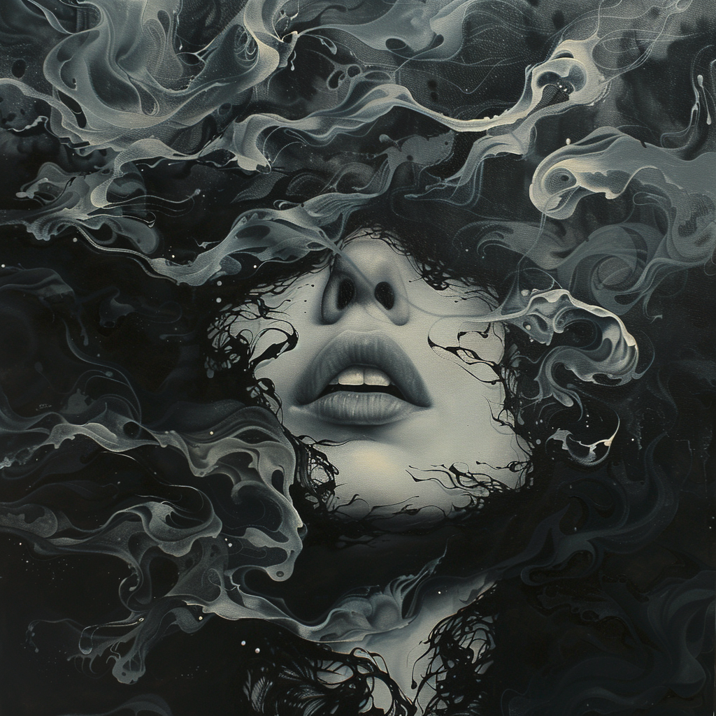 AI generated: Midjourney prompt: a painting featuring an image of a woman covered w... (Midjourney - Portraits)