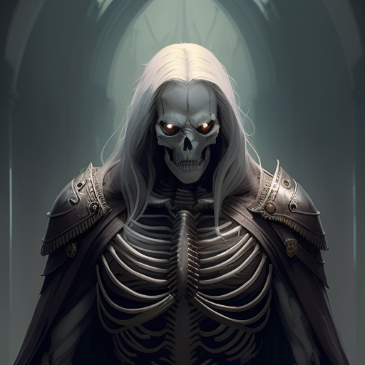 Deliberate prompt: ((full portrait of a skeleton king with a long gra... - Deliberate