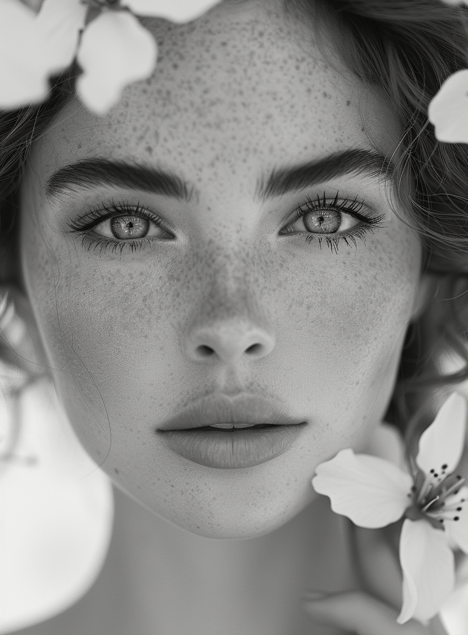 AI generated: Midjourney prompt: woman, sakura black & white, in the style of delic... (Midjourney - Photography)