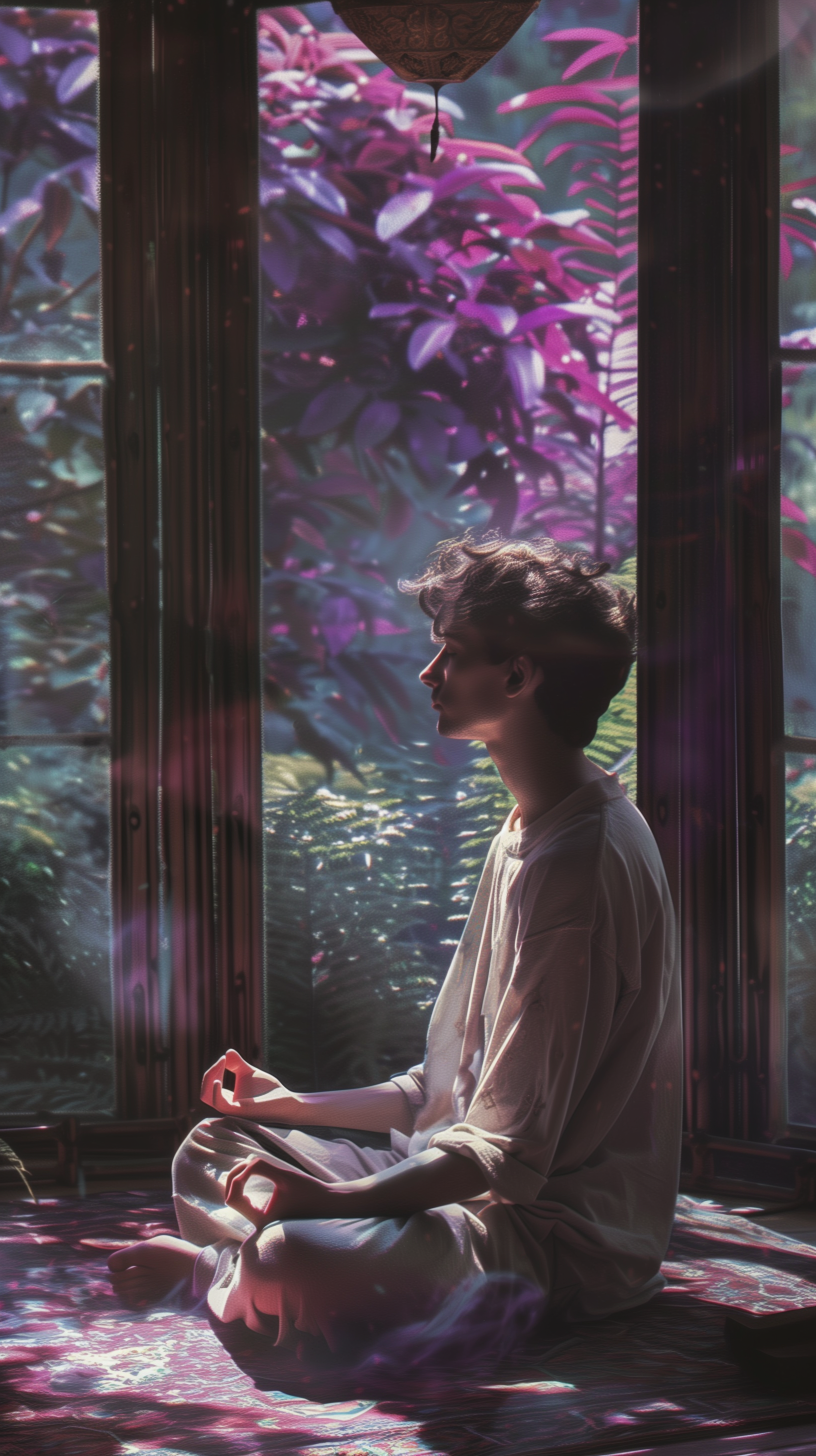 صورة مولدة بالذكاء الاصطناعي: Midjourney prompt: introspective young man with wavy hair meditates i... (نموذج Midjourney - صور شخصية)