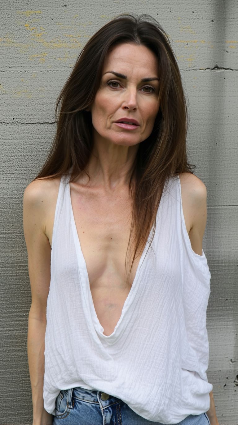 Stable Diffusion prompt: A woman with long brunette hair ...