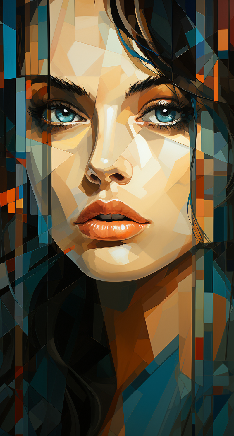 Midjourney prompt: a portrait of a beautiful woman with an abstract b... - Midjourney