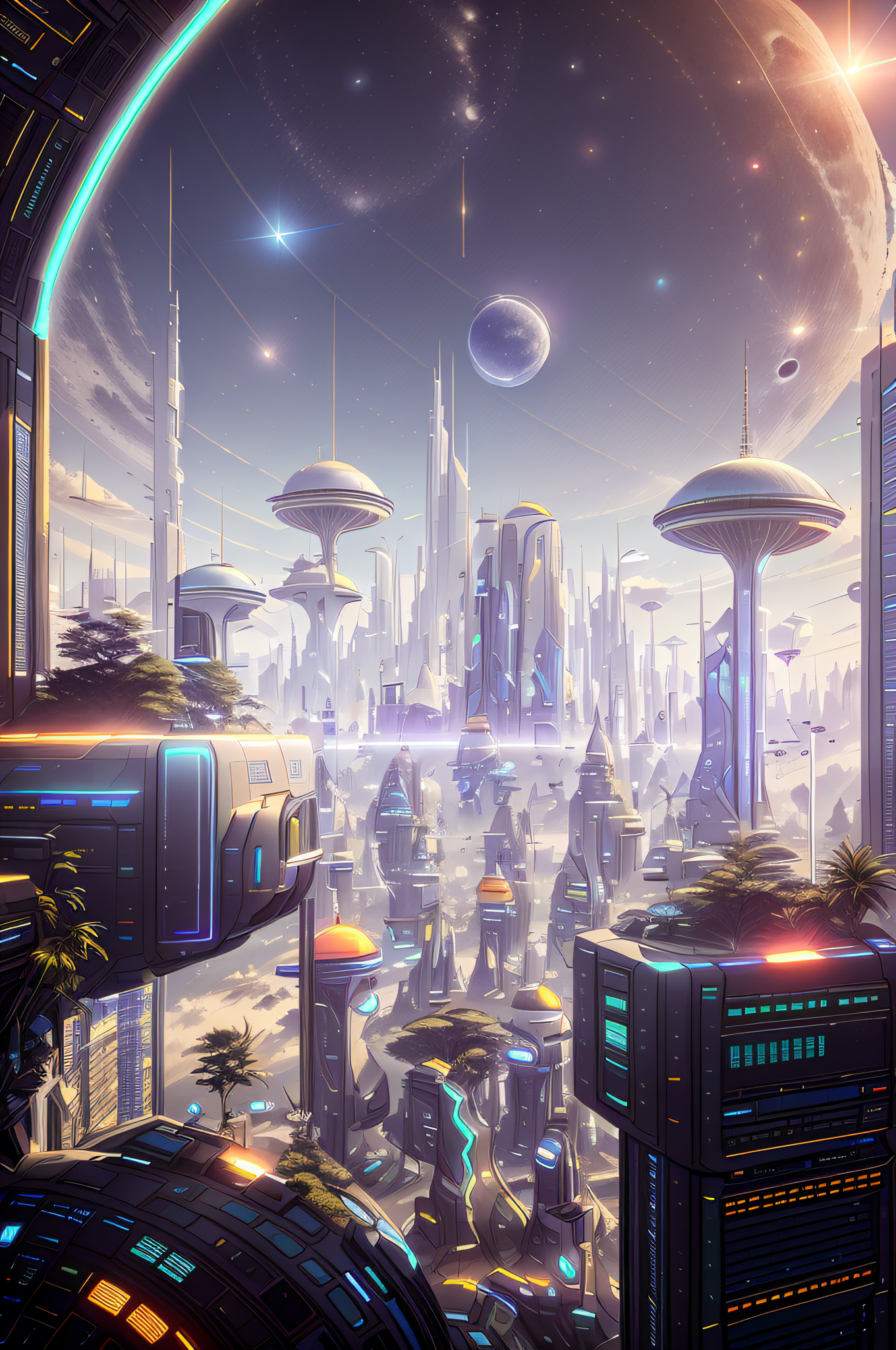 Deliberate prompt: a view of a futuristic city with a futuristic sky ... - Deliberate