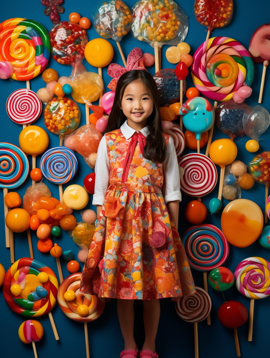 AI generated: Midjourney prompt: a 6 year old chinese girl dressed in fashion, with... (Midjourney - Photography)