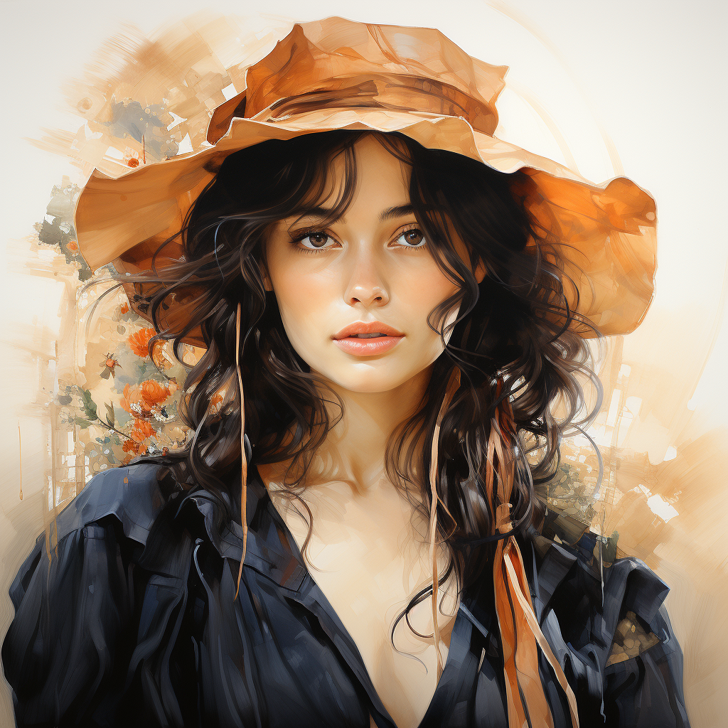 AI generated: Midjourney prompt: a stunning watercolor painting on canvas of a beau... (Midjourney - Portraits)
