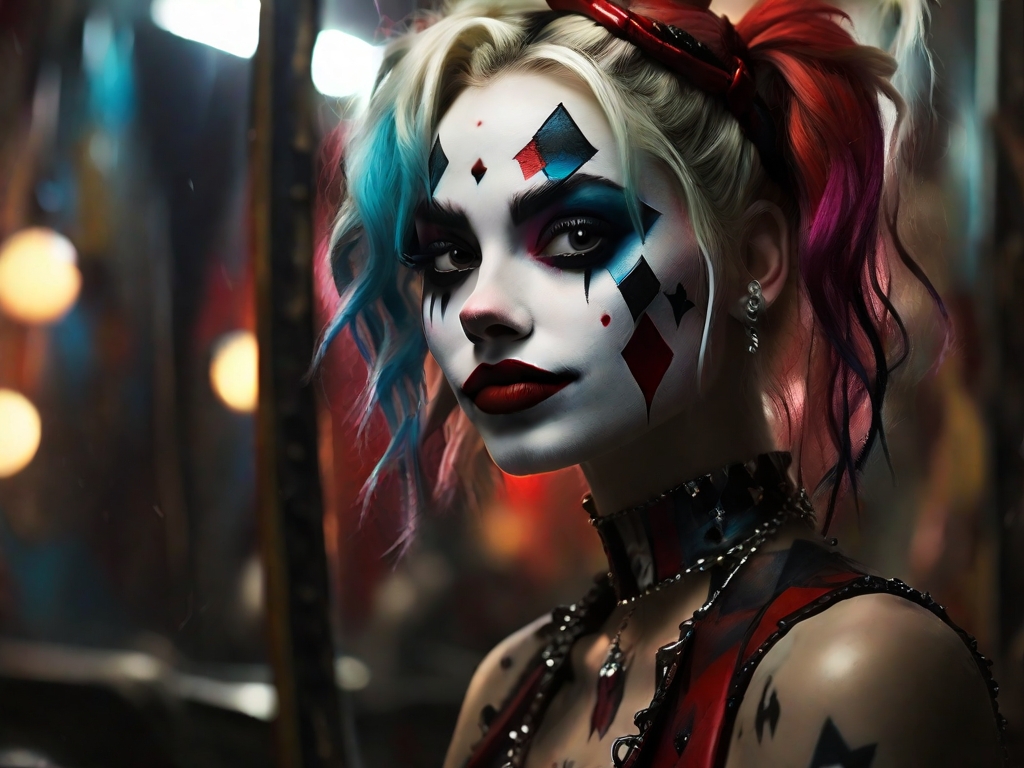 AI generated: harley quinn tim burton (Midjourney - Portraits)