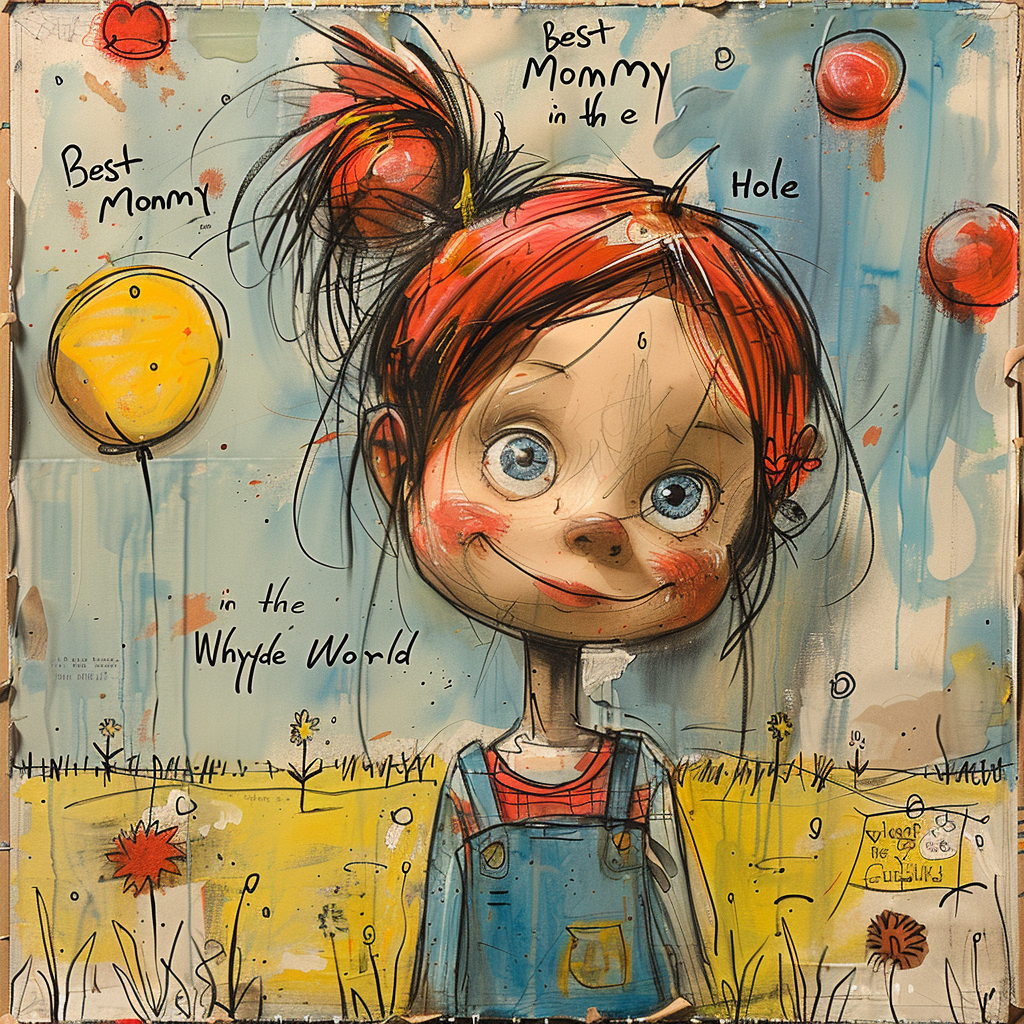 AI generated: Midjourney prompt: child’s drawing that reads "Best Mommy in the Hole... (Midjourney - Concept Art)