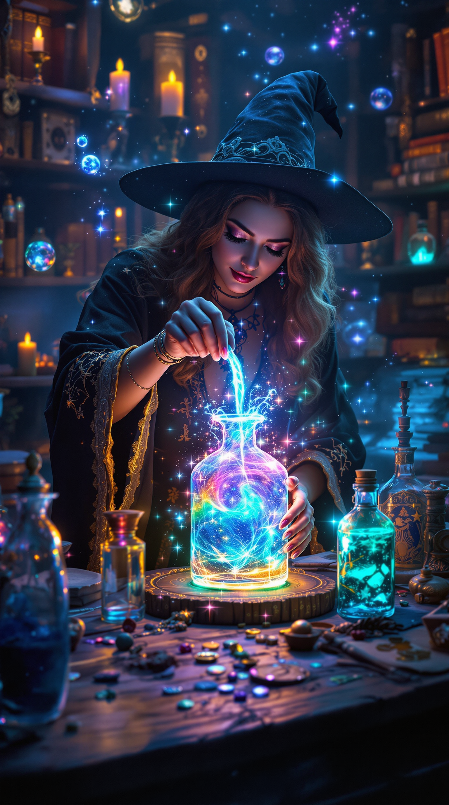 FLUX prompt: A **mystical witch’s potion room**, dimly illumina... - FLUX