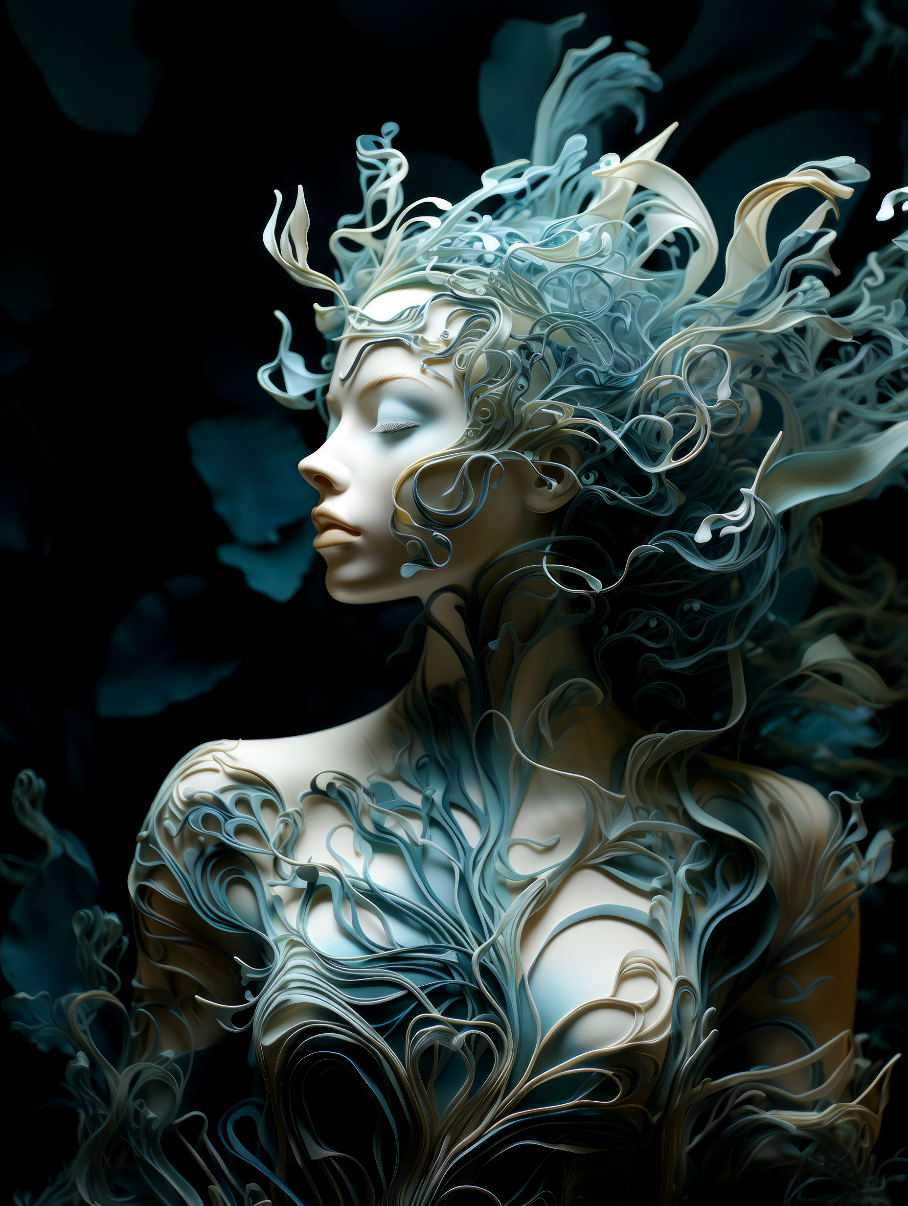 AI generated: Turquoise Human (Midjourney - Portraits)