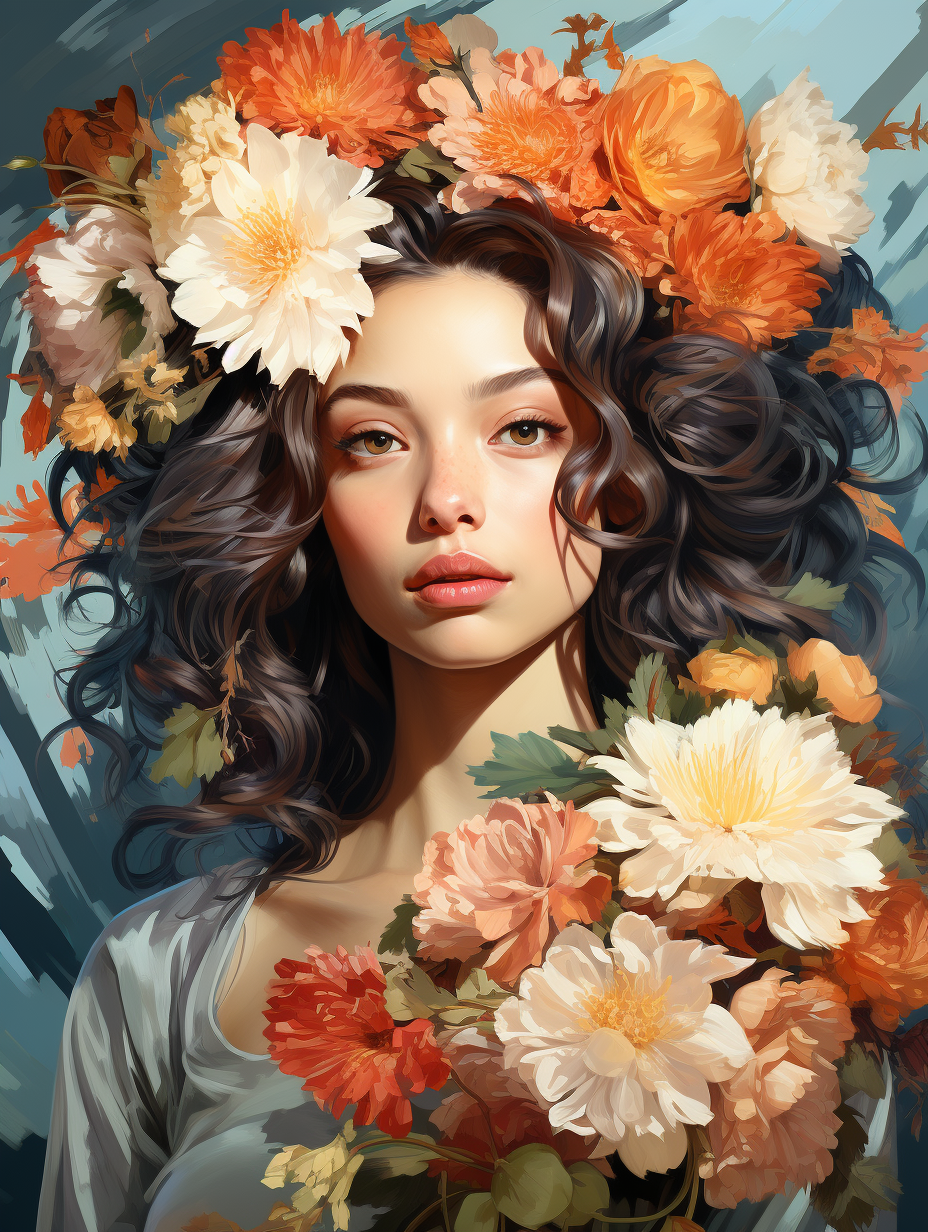 AI generated: Midjourney prompt: commercial illustration of a woman dressed in flow... (Midjourney - Concept Art)