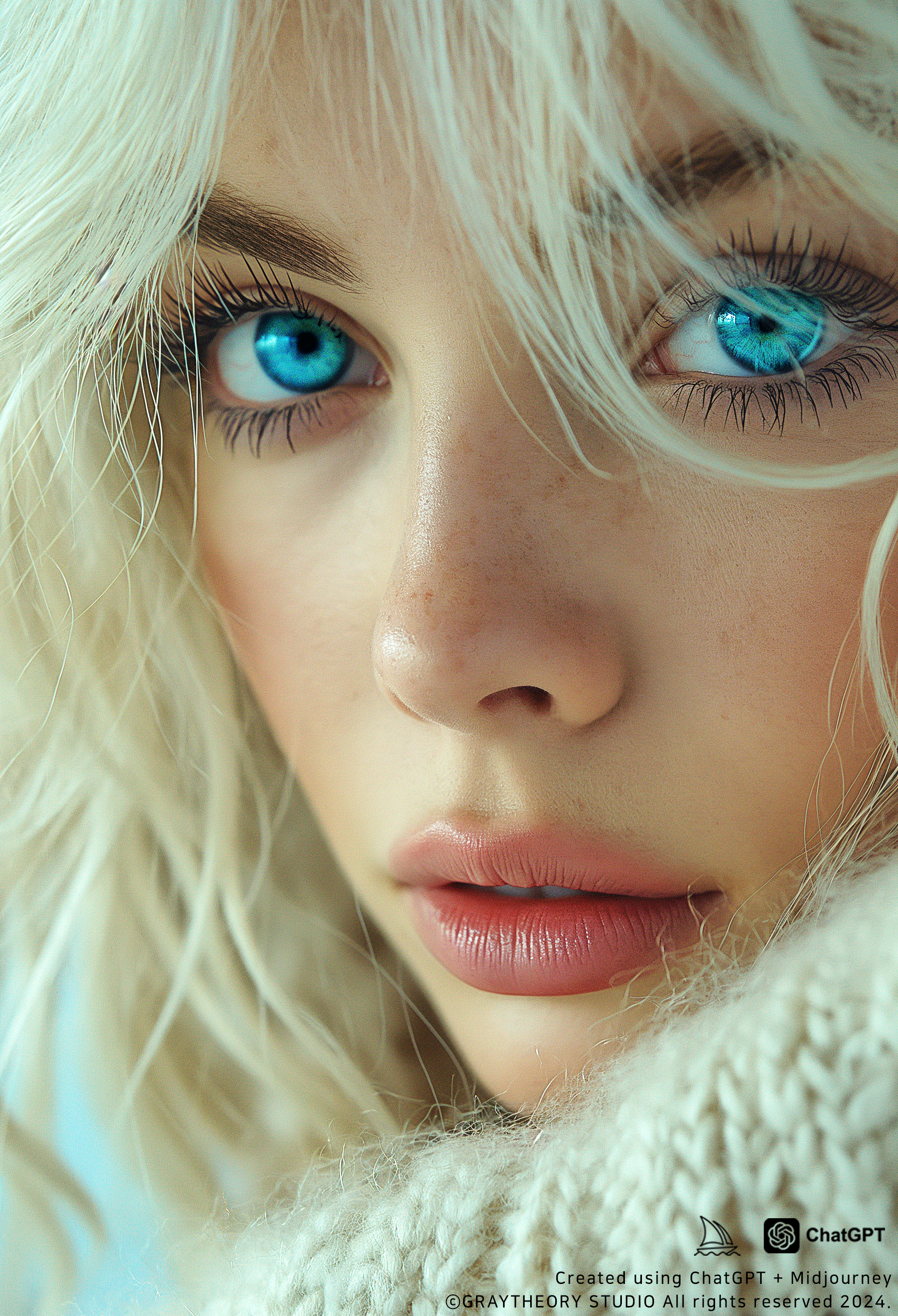 AI generated: Midjourney prompt: photo featuring a girl model, blondy color hair, 3... (Midjourney - Portraits)