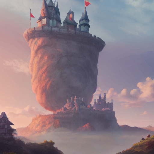 Stable Diffusion prompt: photo of a castle in the sky jus...