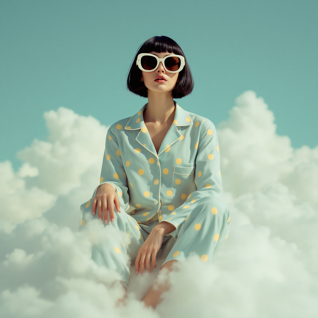 Woman on clouds