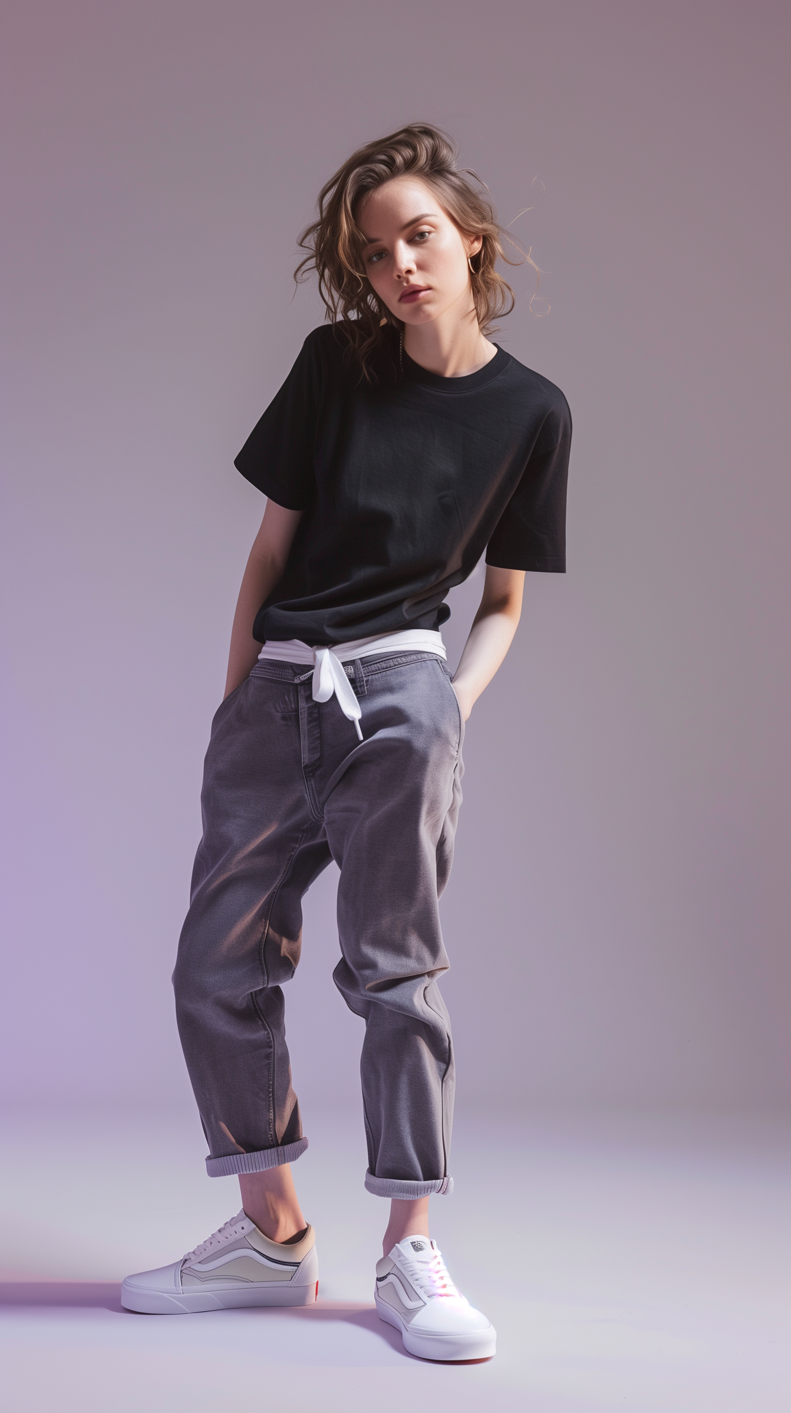 Midjourney prompt: fashion photograph of a model posing in a minimali... - Midjourney
