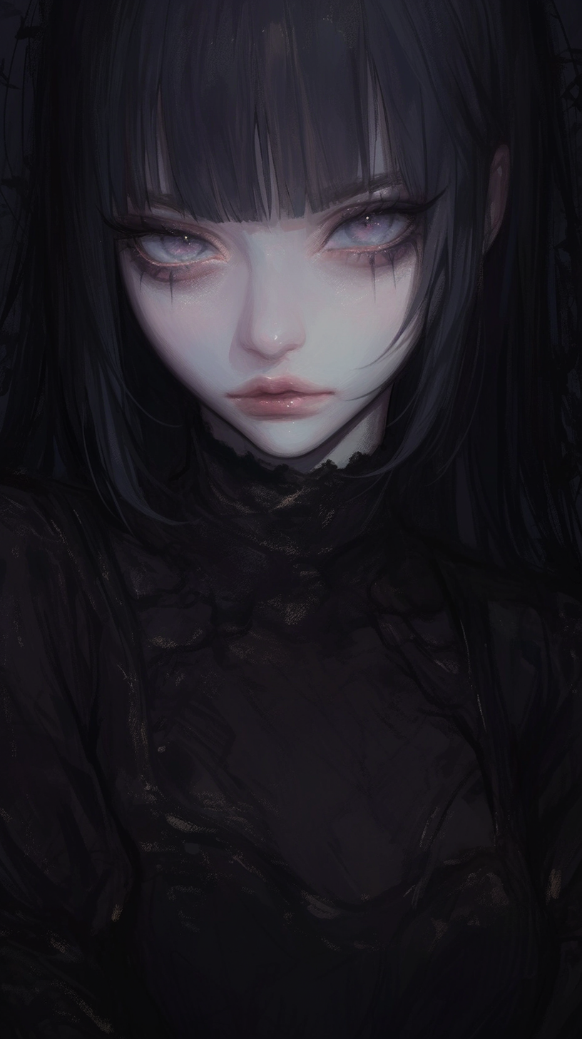AI generated: Midjourney prompt: gothic anime style,a Girl is cold and arrogant,pal... (Midjourney - Anime)